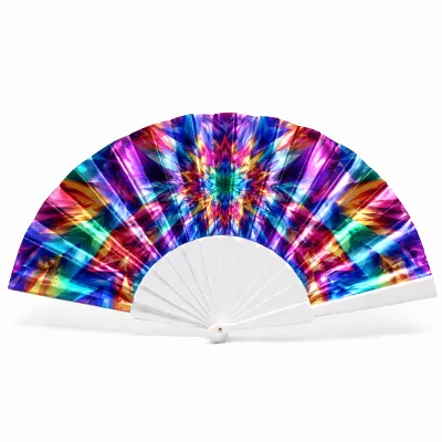 Artistic Design Festival Fan Custom Printed Plastic Hand Fan Unique Folding Fan for Music Celebration and Dance Prop