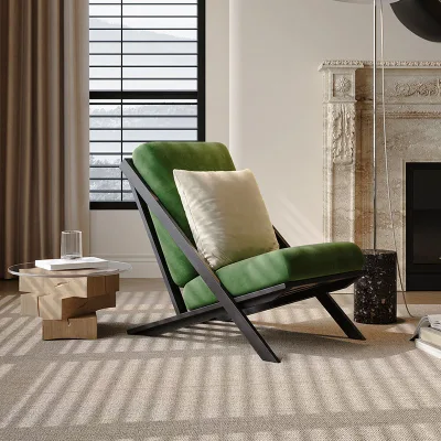 Medieval Cream Style Living Room Casual Single Sofa Chair Wabi-Sabi Homestay Balcony Lamb Velvet Lounger Back Recliner