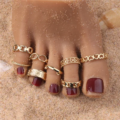8 Pieces of Simple 18K Gold-plated Foot Rings for Women, Summer Beach Vacation Foot Jewelry and Toe Rings