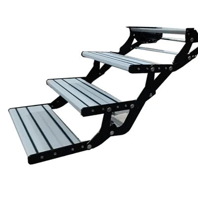 Aluminum Alloy 12V Motorized RV Triple Steps Three-layer Electric Switch Control Folding Step Loading 200KGS for Camper Trailer
