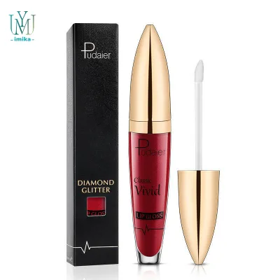 Custom logo Vegan 18 Colors Matte Pearlescent Lip Glaze, Fashion Non-stick Cup Diamond Lip Gloss Glitter