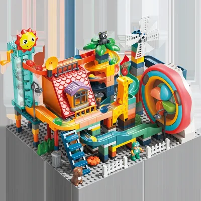 330pcs Marble Run Adventure Slide Building Blocks Set DIY Marble Maze Racing Track Roll Ball Bricks Building Toy with Elevator