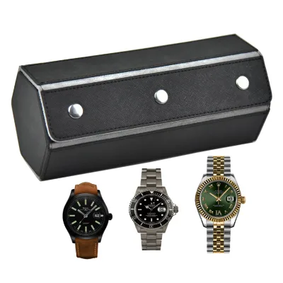 Logo Customazation Accepted Leather Watch Roll for Travel
