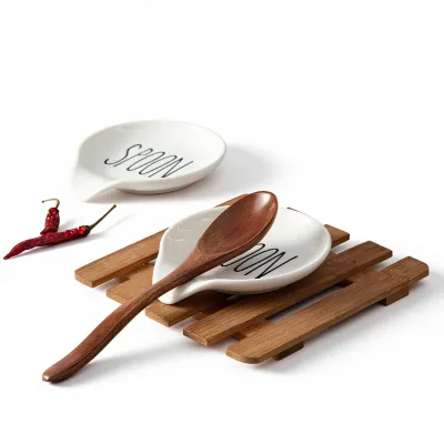 White Minimalist Custom Pattern Cross-Border Japanese Style Spoon Rest for Home Kitchen DF1227