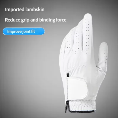 Golf Gloves Breathable Perforated Anti Slip Wrist Adjustable Single Left Hand Sport Swing Training Leather Gloves