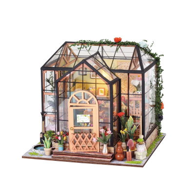 Doll House for Girl Diy Dollhouse Model Kit Mini Decorative Dollhouse Greenhouse Flower House Toy House