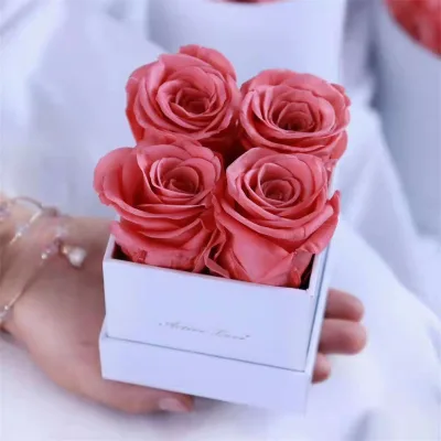 Wholesale Custom Real Touch Forever Long Life Eternal Stabilized Flower Head Preserved Rose in a Gift Box