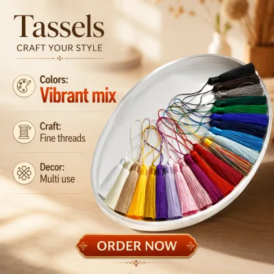 High Quality Wholesale 100% Polyester Embroidery Tassel Decorative Bookmarks Curtains Accessories for Garments Use 5cm