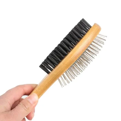 EUR PET Factory Wholesale Eco-friendly Professional Double Sided Bamboo Wood Cat Pin Brush Pet Dog Grooming Hair Brush