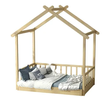 Solid Wood Bed Frame for Kids Safe and Natural for Bedroom or School