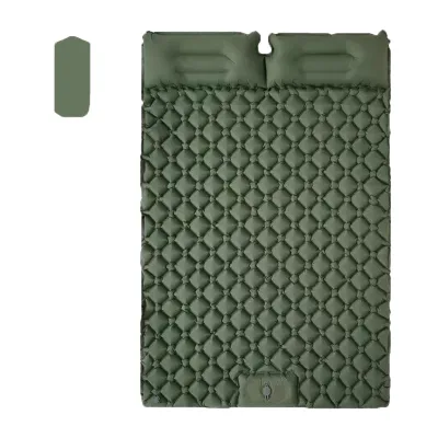 Double Sleeping Pad, 2 Person Inflatable Mattress 40D Nylon Waterproof TPU with Foot Pump Pillow for Hiking Camping Beach 8cm