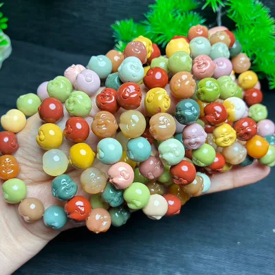 Wholesale Alashan Jade Buddha Head Bracelets Polished Semi Precious Gemstone Crystal Jade Crafts for Healing