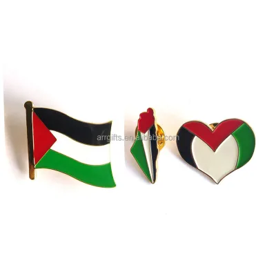 Palestine Pin Soft Enamel Iron Die Struck Palestine Flag Lapel Pin for Palestine National Day