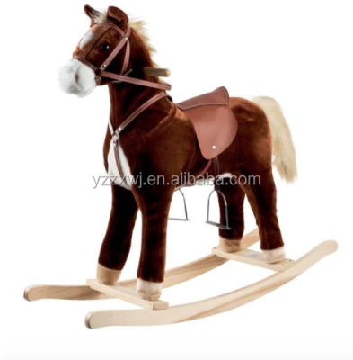 Plush Animal Rocking Horse Wooden Rocking Horse Plush Rocking Horse with Sound