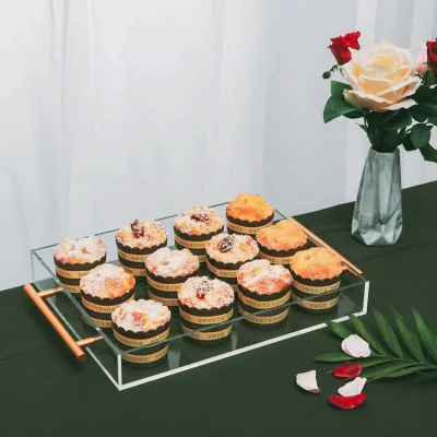 Clear Storage Tray Stacking Acrylic Tray with Custom Paper Insert for Home Restaurant Bar Hotel Wedding