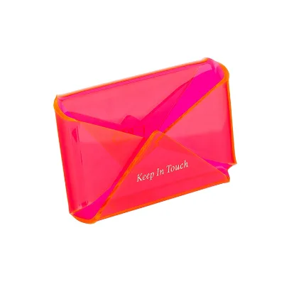HUISEN Personalize Creative Transparent Red Acrylic Plastic Trading Id Card Holder