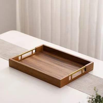 Solid Wood Square Tray Single Minimalist Design for Kitchen Desk Tea Serving Aromatherapy Candle Decor Hotel Homestay Dining