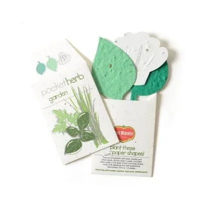 Plantable Paper Sleeve Kit with 3 Die-cut Plant Paper Shapes That Will Grow Into a Garden Customizable Size & Packaging