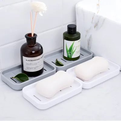 Double Layer Draining Soap Box Simple Striped Bathroom Plastic Soap Holder Waterproof Soap Holder Storage Rack