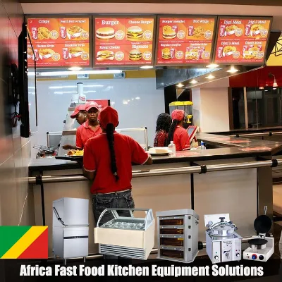 Full Set Fast Food Kitchen Equipment Pressure Fryer Fast Food Restaurant Kitchen Project for Africa Chicken Fryer Restaurant