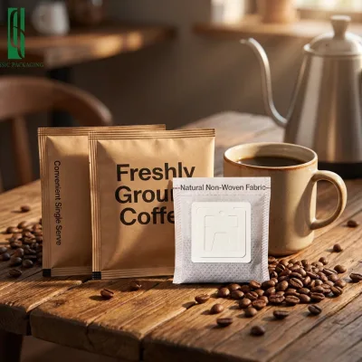 Food Grade Kraft Paper Biodegradable Drip Coffee Tea Bag Packaging Wholesale Price Digital Printing Coffee Bag Sachet Drip Bag