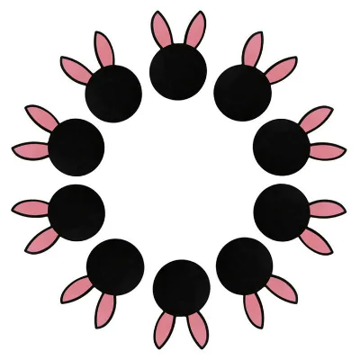 Black Cute Bunny Disposable Rabbit Nipple Pasties Sexy Boob Pasties Push-up Design Underwear Accessories-wholesale