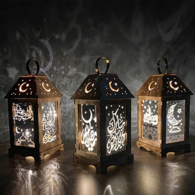 Wooden Wind Lamp Wooden Lantern Festival Light Decoration Led Battery Decorative Light Decoration