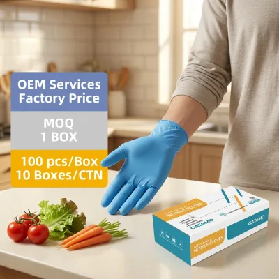 SN033 Nitrile Gloves Tattoo Beauty Salon Manicure Hair Nail Art Cleaning Finger Textured Nitrile Disposable Nitrile Gloves