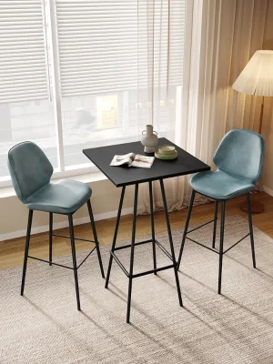Nordic Style Home Furniture Modern Minimalist Iron Bar Wall-Mounted Chair Set with High-Legged Square Table Casual Home Decor