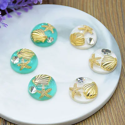 Wholesale 18mm Semi-circular Sea Shell Ear Studs Bracelet Stickers Accessories DIY Handmade Resin Pendant Accessories