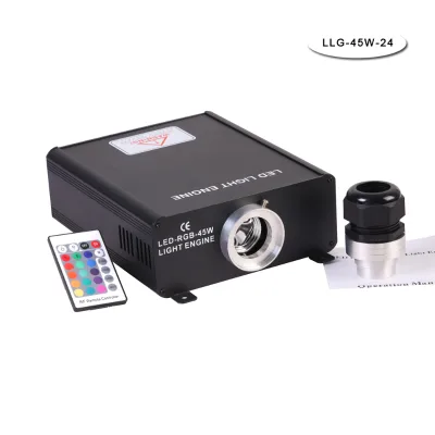 China Manufacture 45W RGB LED Fiber Optic Light Source Engine Aluminum Body RGBW Color IP68 Rated 110-265V 3-Year Warranty RF/IR