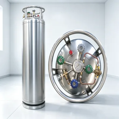 Stainless Steel Material Cryogenic Pressure Tank Vertical 80L LCO2 LArge Storage Tank for Cell Culture