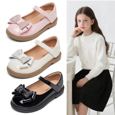 Hui Girls New-Style Black Mary Jane Shoes Girls s Princess Non-Slip party school shoes