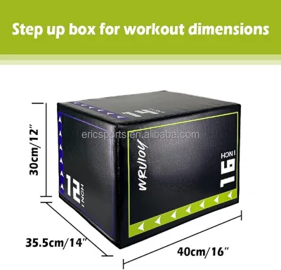 3-in-1 PVC Gym Fitness Plyometric Jump Box Set Soft Stackable Plyo Box with Jump Box and Jump Mat