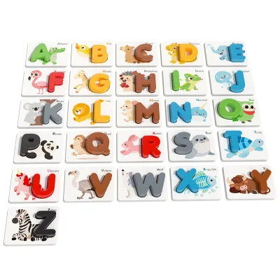 Alphabet Flash Cards And Letters Puzzle Game,Abc Matching Alphabet Cards With Animal Patterns,Early Learning Educational Toys
