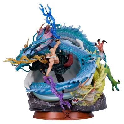 New Style Wholesale Japanese Anime Figure One Pieces 35cm 14''Big Three Dragons Zoro PVC Action Figure for Gifts