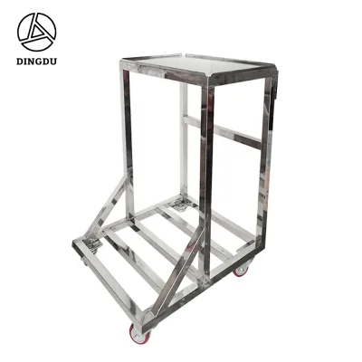 Movable Stainless Steel 201 Trolley with Spinner Wheels and Handle L60cmxW50cmxH70cm