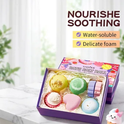 G SADOER Bath Fizzies 7 Piece Set Floating and Sinking Bath Balls with Rose & Shea Butter for Adults Spa Experience