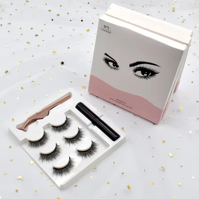 WholesaleTop Quality Magnetic Eyelash Print Boxes Magnetic Eyelashes with Eyeliner Full Strip Lashes with Magnetic Liquid