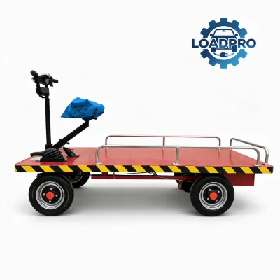 High Performance Four-Wheel Electric Flatbed Cart Red Multi-Purpose Power Platform Truck 1000kg Load Capacity OEM Tools