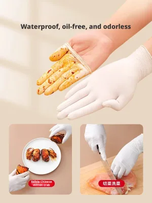 Oilproof Comfortable Textured Disposable Nitrile Glove for Restaurant Food Prep Home Kitchen Daily Cleaning Projects