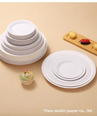 [10-Piece Set] White Disposable Paper Plates Made in China Kids Kindergarten Handcraft Painting Party Wholesale Cross-Border