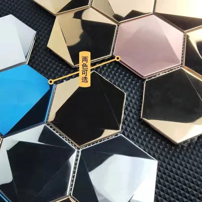 Silver Black Mix Color Bridge Pattern Stainless Steel Mosaic Tile Unique 3D Effect