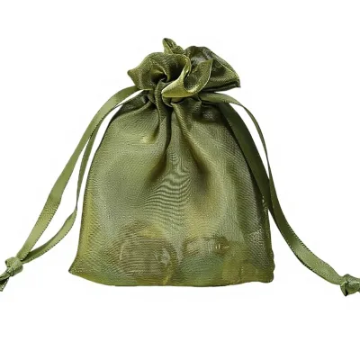Moss Green Organza Drawstring Mesh Bags 3x4 Inch Wedding Party Baby Shower Christmas Favors Jewelry & Candy Pouches