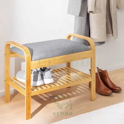 Shoe Rack with Soft Seat Organic Bamboo Shoe Bench Shoe Rack Wardrobe Wooden Bench for Hallway Bench