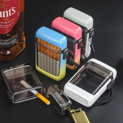 Lanyard Transparent Plastic Cigarette case 20 Pack Thickened sealed Waterproof Moisture-proof Outdoor Portable Cigarette case