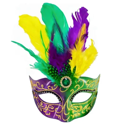 Halloween Masks Dance Party Makeup Party Props Pearl Chain Gold Purple Green Masks