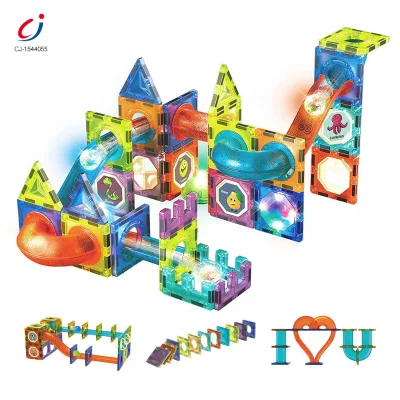 Chengji Magnetic Track Set Plastic Toy Creative Lighting Assembly Education Electric Slide Track Rolling Ball Blocks Toy