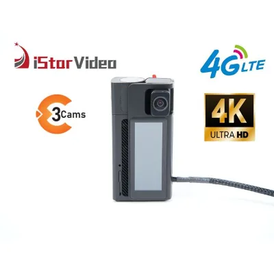 3-Camera 4G Dashcam with 4K Front - Remote Access, SOS & Parking Security, 3 IPS Touchable screen