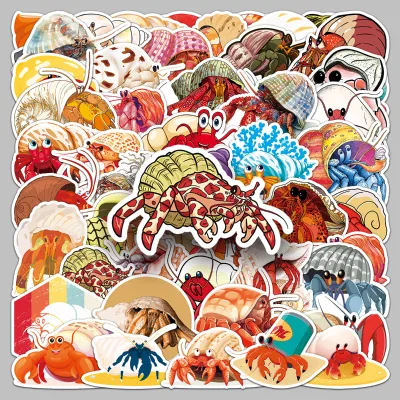 50pcs Factory Hot Glass case Sticker Fun Cartoon Cheap Custom Hermit Crab Sticker